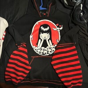 Emily the Strange- Black and Red Hoodie with Graphic Design